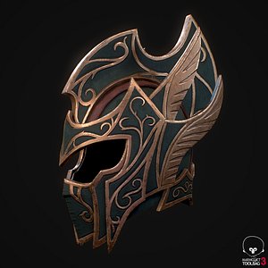 elf fantasy helmet pbr 3D model