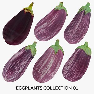 3D Eggplants Collection 01 - 6 models RAW Scans model