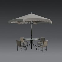 Patio Table - Outdoor Table - set - Low poly