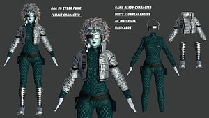 3D Cyber Punk Female Character 20 3D model