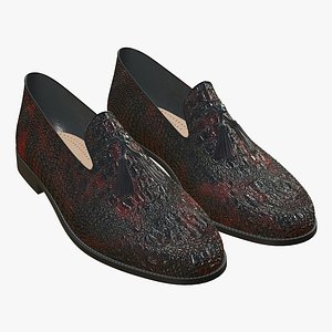 Leather Shoes Crocodile Red 3D model