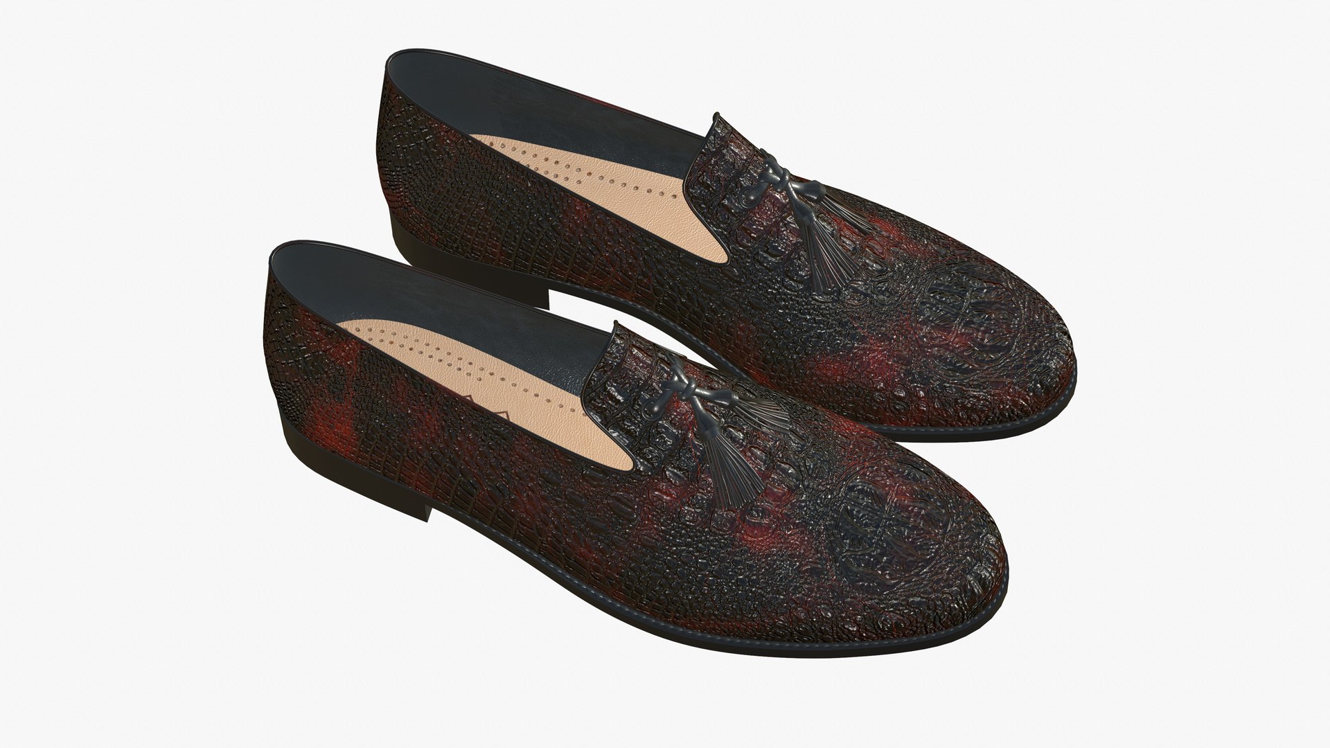 Leather Shoes Crocodile Red 3D model - TurboSquid 1943965