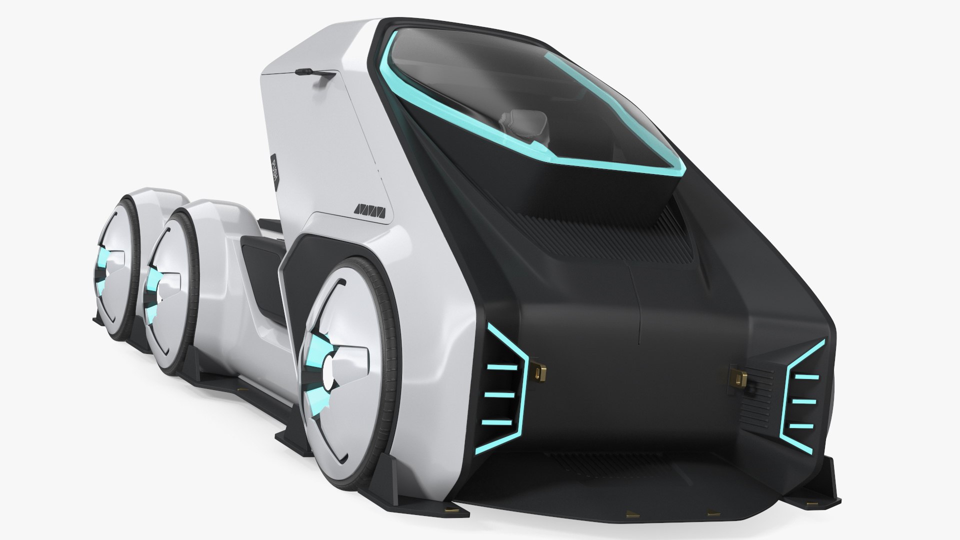 Futuristic Hi-Tech Truck White Rigged for Maya 3D model preview