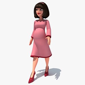 Rigged Cartoon Pregnant Woman