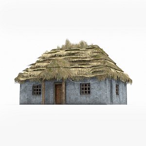 3D The thatched cottage in the countryside