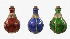 3D fantasy rpg potion bottle model