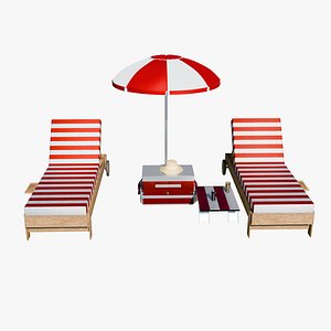 Red Beach Vacation Essentials Collection 3D Model PBR