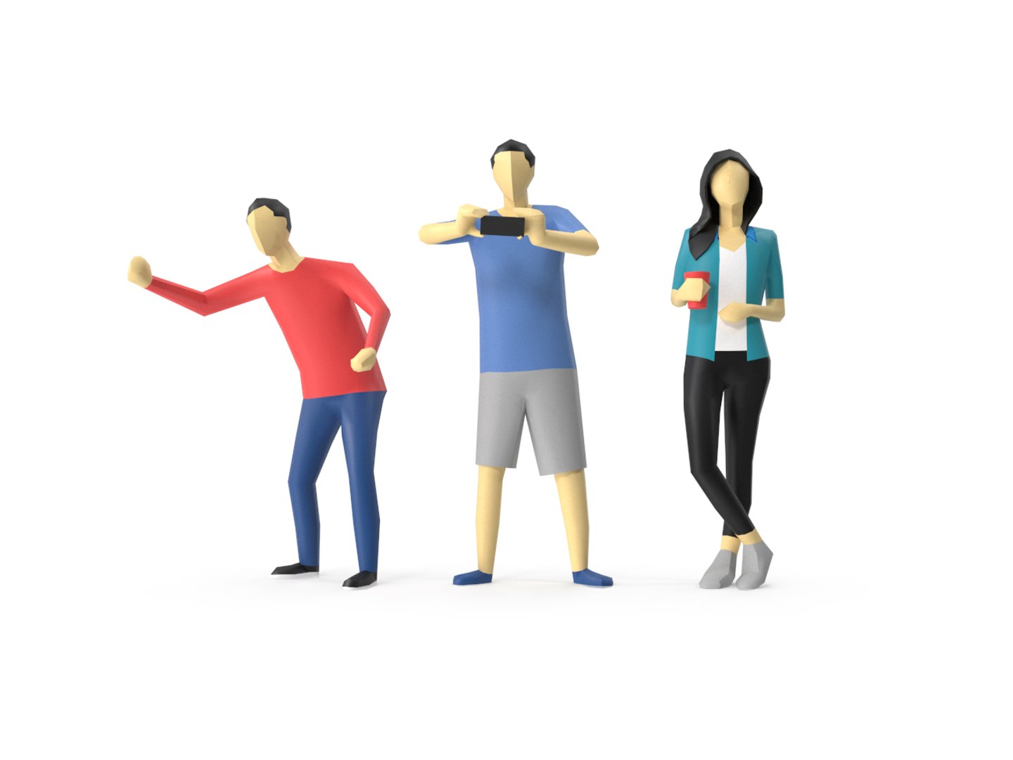 3D Low Poly Human - Standing Audience Pack https://p.turbosquid.com/ts-thumb/em/n5lNHC/Zl/standingaudiencethumb003/jpg/1622421872/1920x1080/fit_q87/b8d4a4734663b0c17bfcdede89df229d2214715e/standingaudiencethumb003.jpg