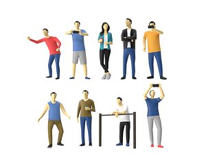 3D Low Poly Human - Standing Audience Pack