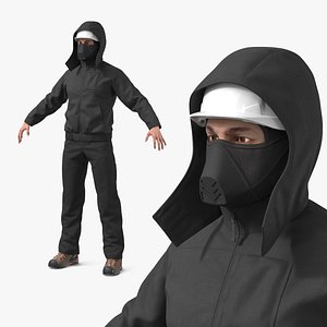 3D Cold Weather Work Outfit on Man Black model
