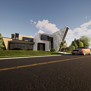 3D Futuristic villa exterior