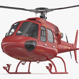 Aviation Services Helicopter Eurocopter AS355 Rigged for Maya model