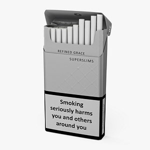 Open Pack of Cigarettes Davidoff White Super Slim model