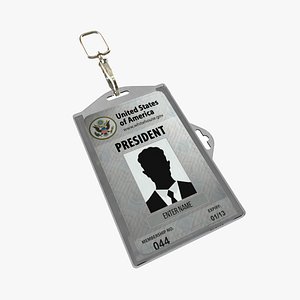 President Card in Lanyard - Includes PSD card texture - Agent Pass - 3D Asset 3D