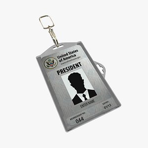 President Card in Lanyard - Includes PSD card texture - Agent Pass - 3D Asset