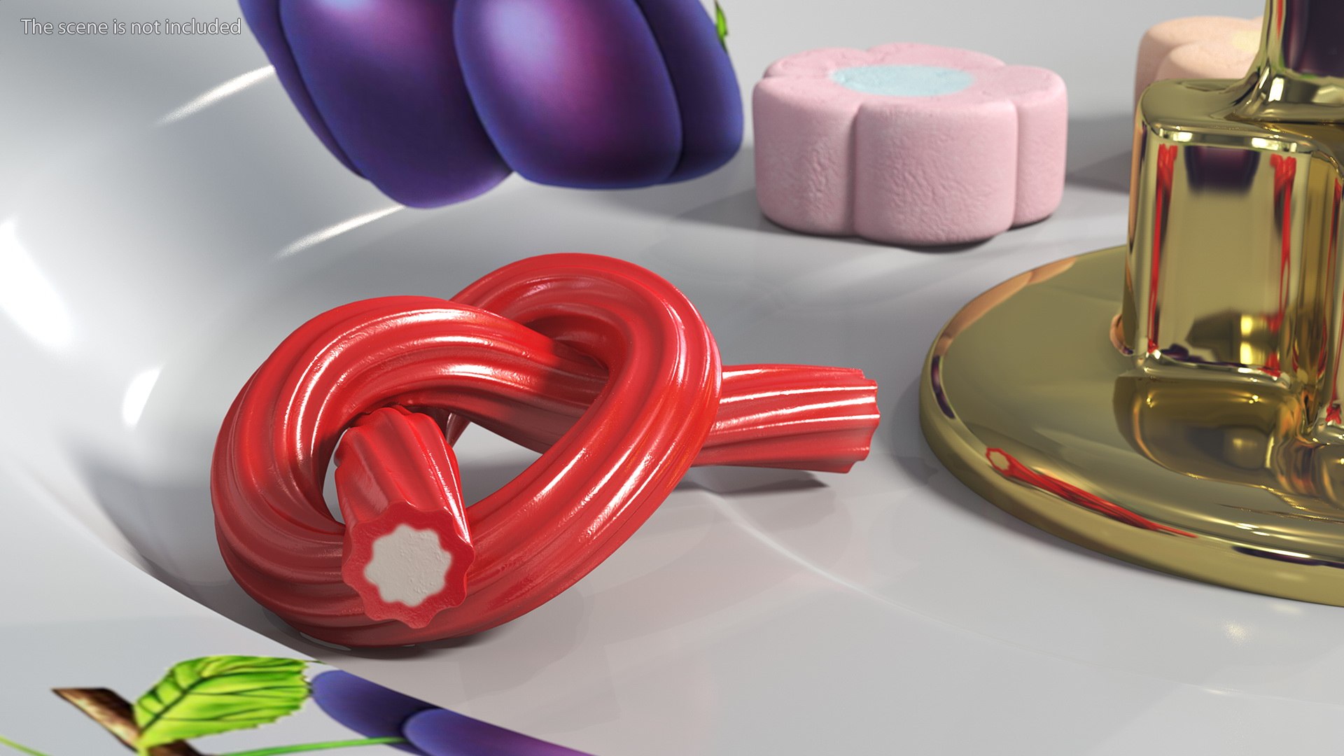 Licorice Twisted Rope Candy Tied in Knot model - TurboSquid 1736784