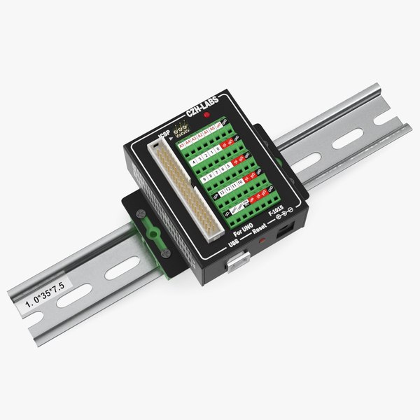 UNO Screw Terminal Block Din Rail 3D