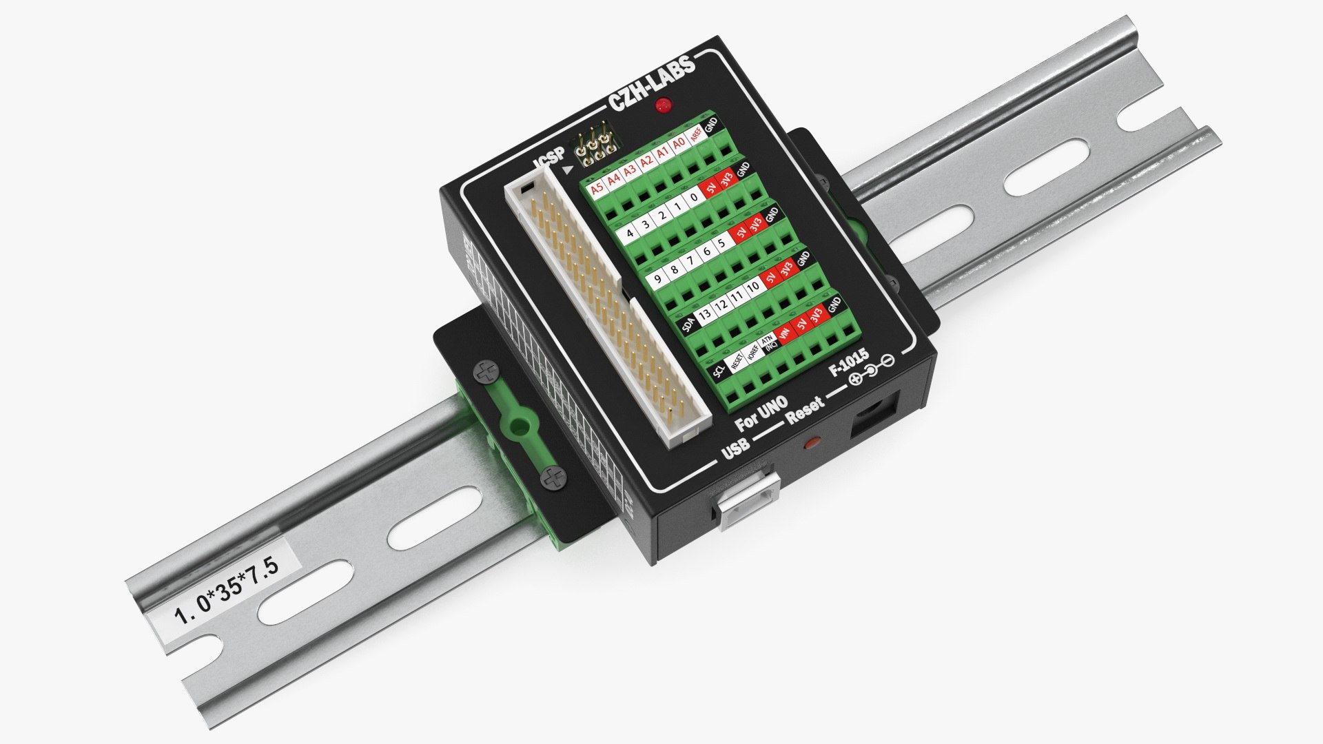 UNO Screw Terminal Block Din Rail 3D model preview