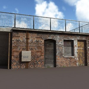 derelict building exterior modelled 3d model