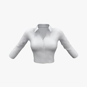 3D model Ladies Slim Blouse Tucked for High Waists