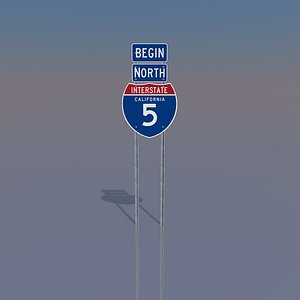 3D California Interstate 5 Signs