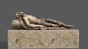 3D jesus marble statue hi poly model