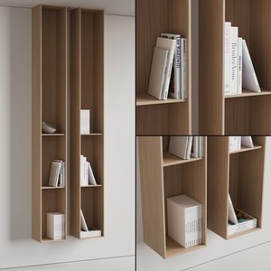 3D 096 Wall rack shelves 03 neutral minimal wood 01 model