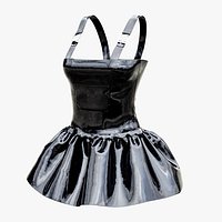Latex Corset and Pleated Skirt
