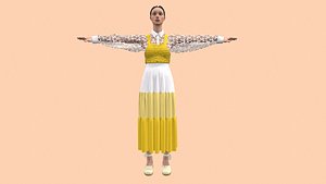 3D Sun flower dress and high heels model