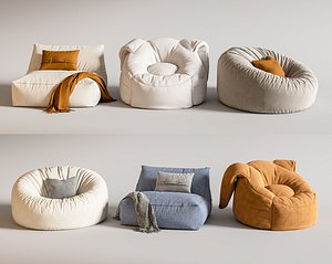 3D Bean Bag Chair Lazy Floor Sofa Tofu Block  Channel Tuft Pouf Chair model