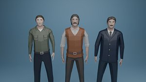 3D Low Poly Character Pack Rigged model