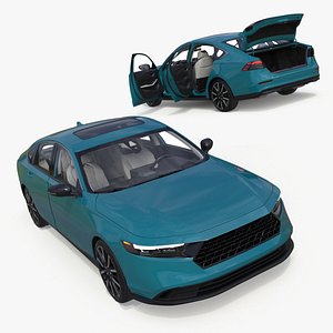 Modern Sedan Turquoise Rigged for Cinema 4D model