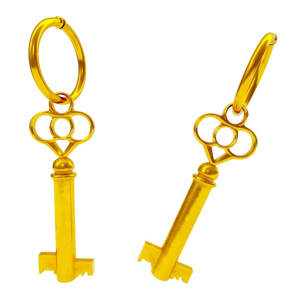 Gold door key 3D