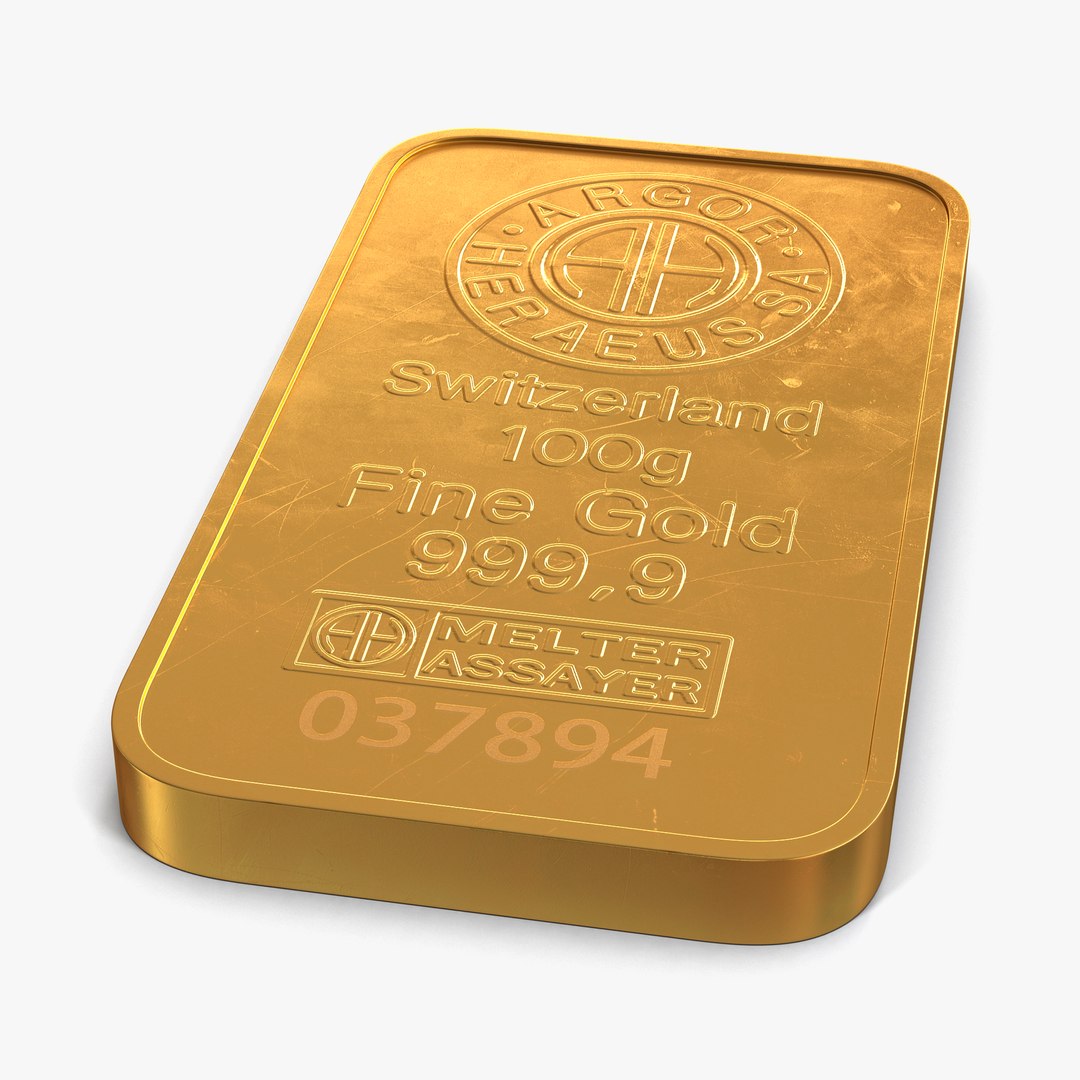 Gold Bar 100g 3D model preview