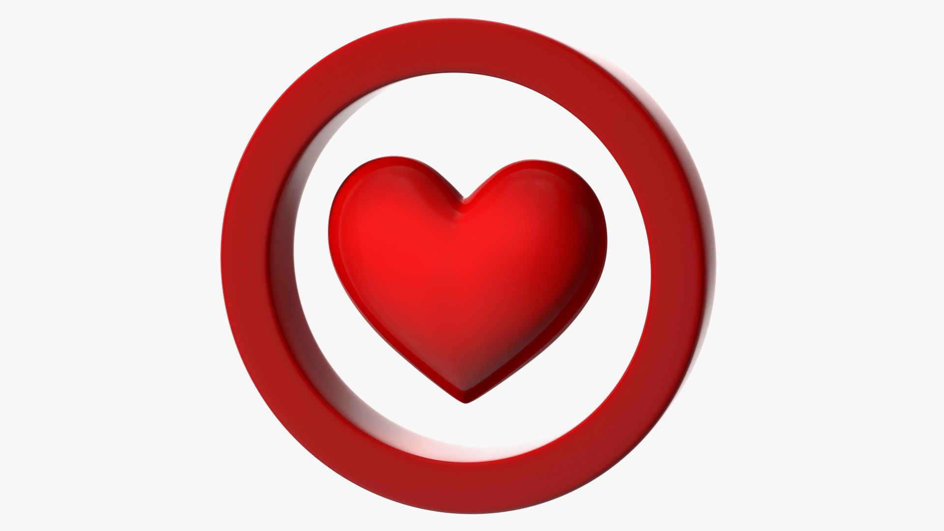 Red Heart in Circle 3D model preview