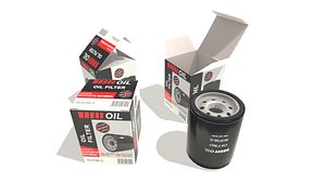 3D model Oil filter and Box 7x7x9cm