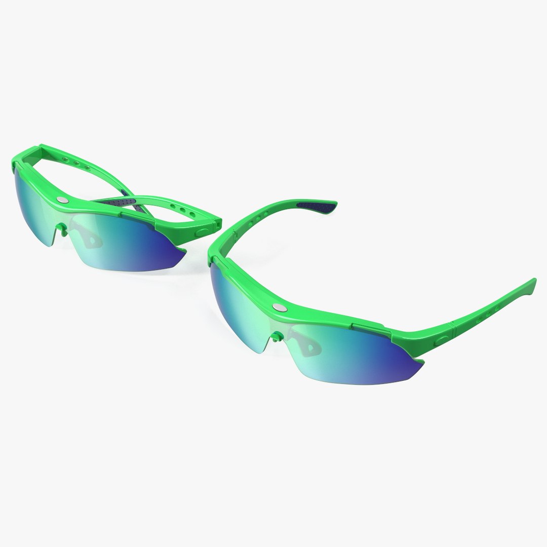 Pair of Green Sport Sunglasses 3D model preview