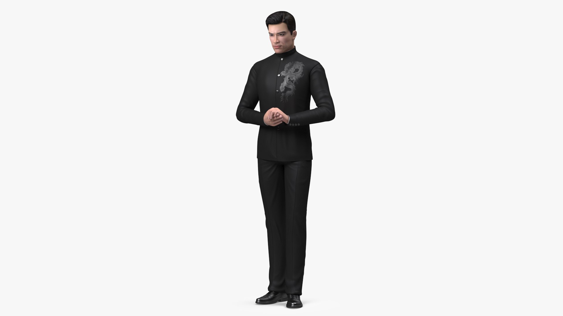 Asian Man Tunic Business Suit 3D model preview