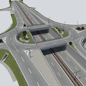 roundabout bridge street signs 3d model
