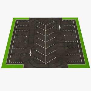 3D Empty Street Parking 26 Lots Old Fur model