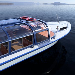 Pleasure Cruise Boat Blue 3D model