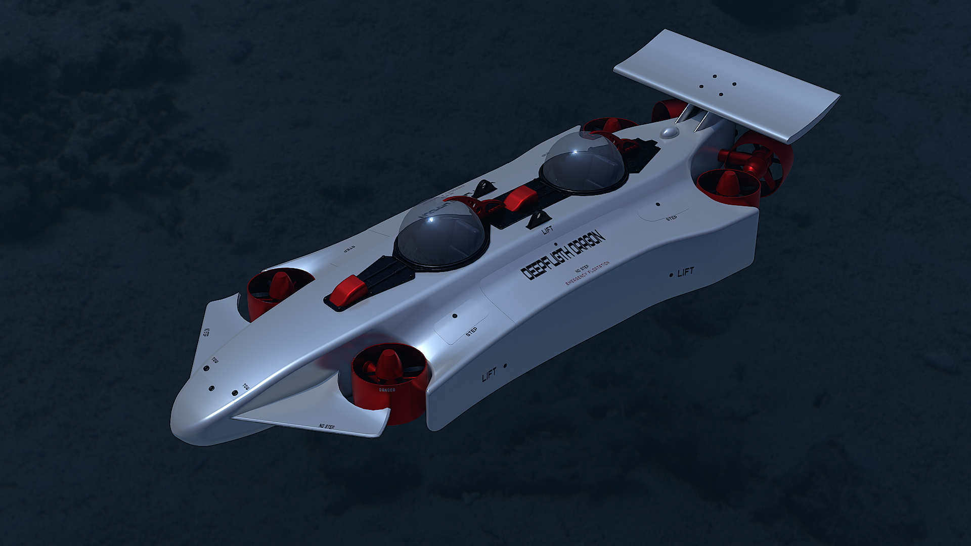 Classic DeepFlight Dragon Submarine Model TurboSquid 2136342