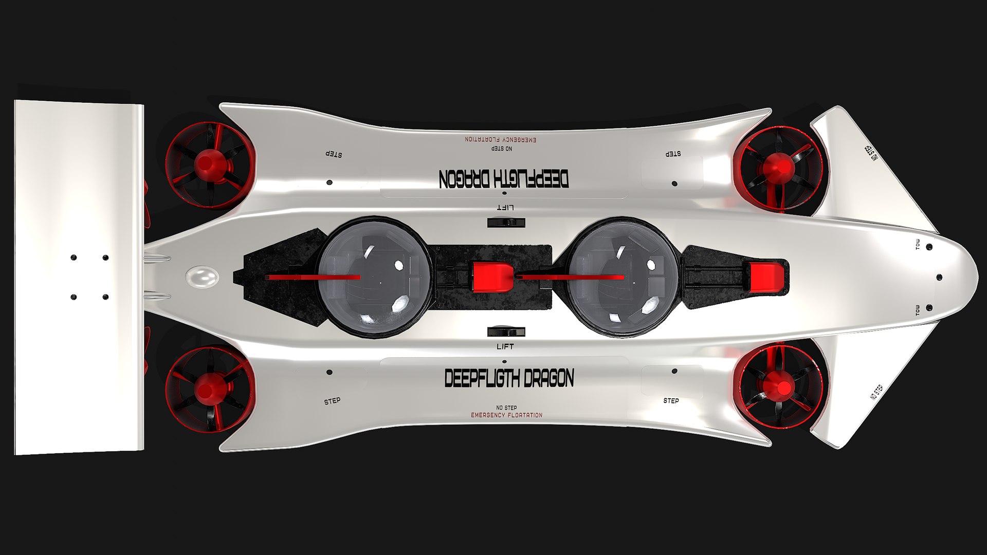 Classic DeepFlight Dragon Submarine Model TurboSquid 2136342