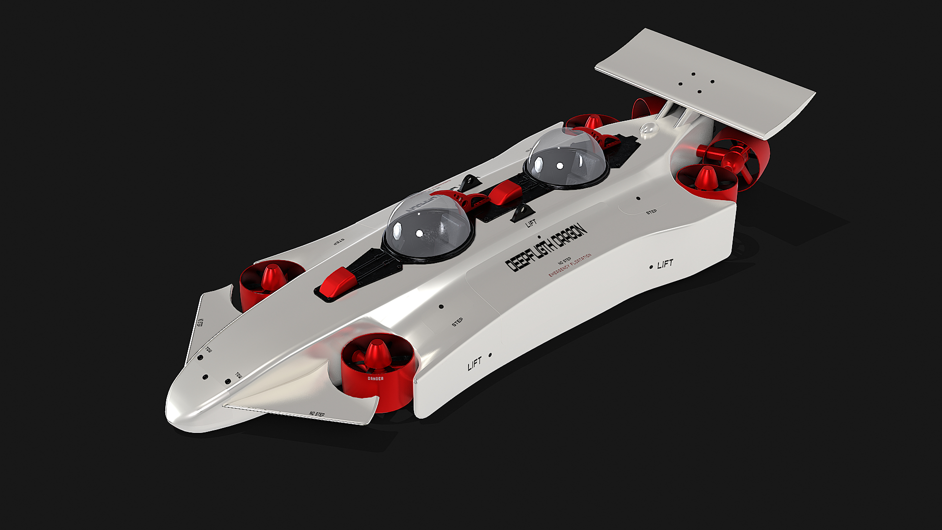 Classic DeepFlight Dragon Submarine Model TurboSquid 2136342