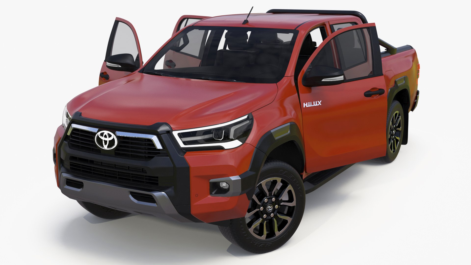 Toyota Hilux 2022 Orange Rigged 3D model preview