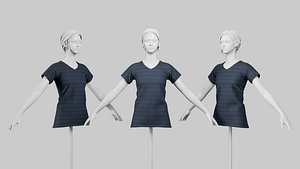 3D model Female T-Shirt 01 Dark Blue