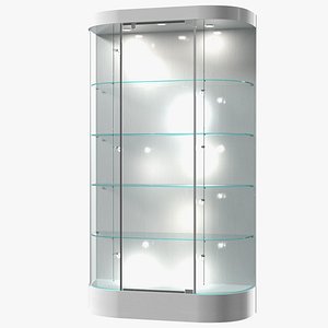 3D Curved Wall Display Case White