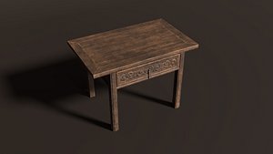 3D Antique Chinese Wooden Table Furniture Low-poly 3D model