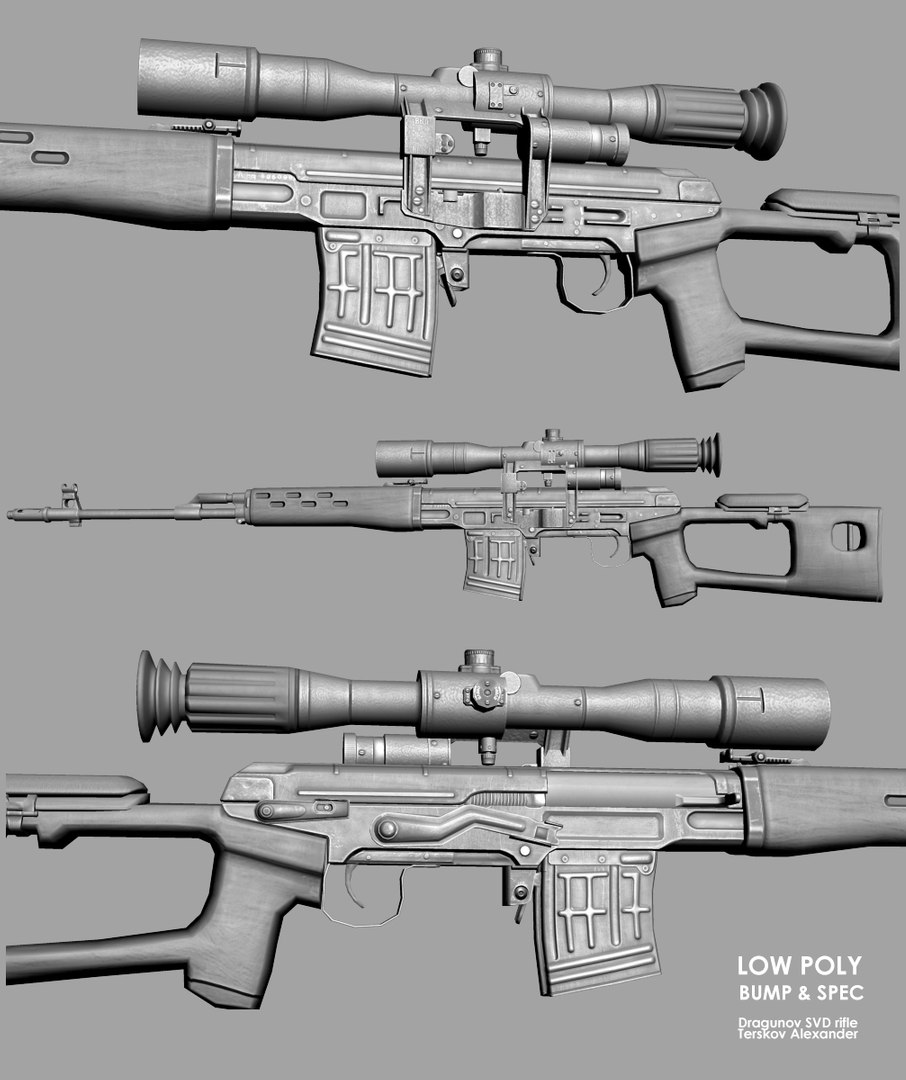 dragunov sniper rifle svd 3d max