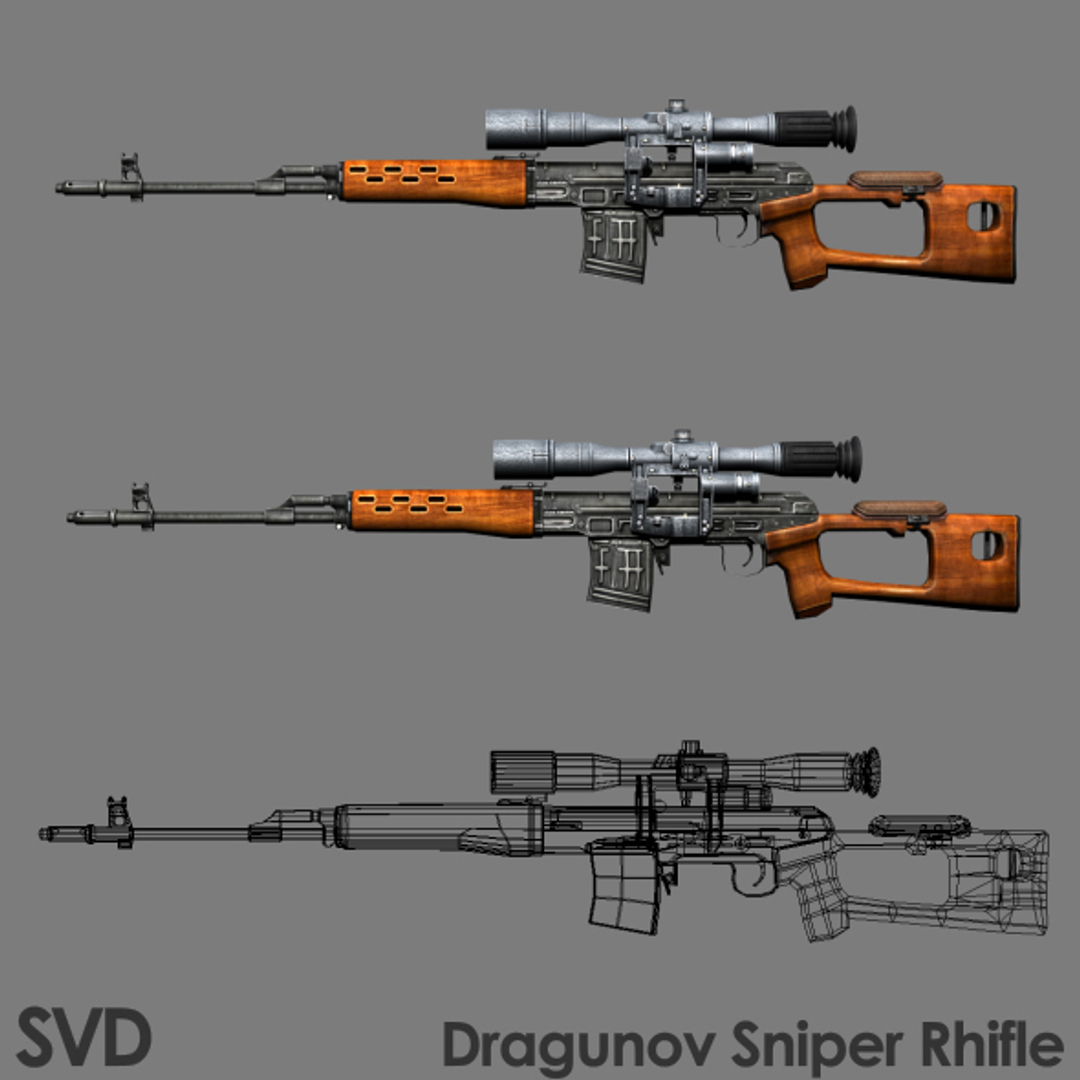dragunov sniper rifle svd 3d max